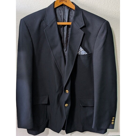 Perma Prest Action Separates Suit Jacket Men Navy Brass Buttons Vintage - Picture 1 of 7